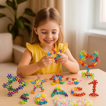 Klocki konstrukcyjne w kształcie płatka śniegu dla dzieci | Kreatywne puzzle 3D dla zabawy edukacyjnej i umiejętności motorycznych