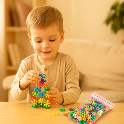 Klocki konstrukcyjne w kształcie płatka śniegu dla dzieci | Kreatywne puzzle 3D dla zabawy edukacyjnej i umiejętności motorycznych