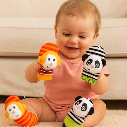 Zestaw grzechotek i skarpetek dla niemowląt | Kolorowe zabawki sensoryczne do wczesnej nauki i rozwoju umiejętności motorycznych