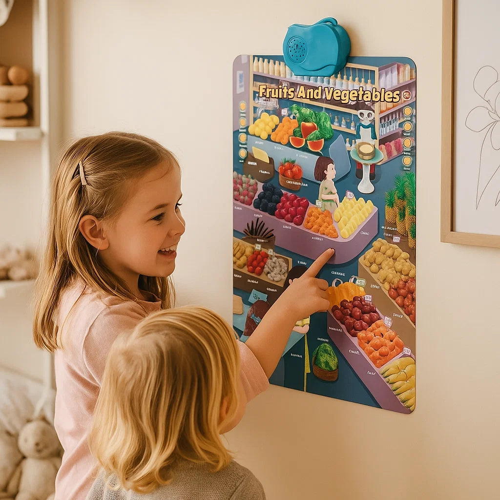 Interaktywna dźwiękowa tablica ścienna dla dzieci | Nauka angielskich słów i dźwięków poprzez zabawę wizualną