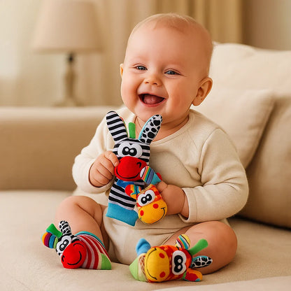 Zestaw grzechotek i skarpetek dla niemowląt | Kolorowe zabawki sensoryczne do wczesnej nauki i rozwoju umiejętności motorycznych