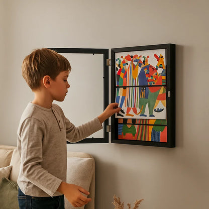 Ramka na zdjęcia dla dzieci | Otwierana ramka na zdjęcia z miejscem do przechowywania rysunków i kreatywnych projektów