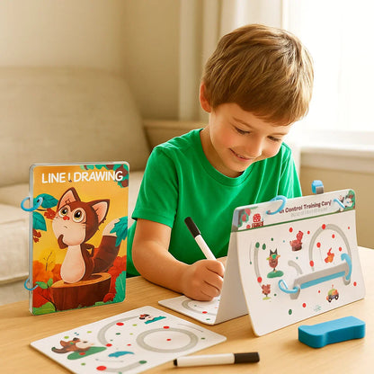 Książka do treningu kontrolowania pióra dla dzieci ⎜ Wielokrotnego użytku ćwiczenia rysowania w celu poprawy koncentracji i koordynacji ręka-oko.