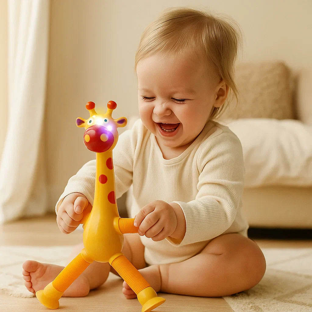 Sensoryczna żyrafa z przyssawką – zabawka dla niemowląt