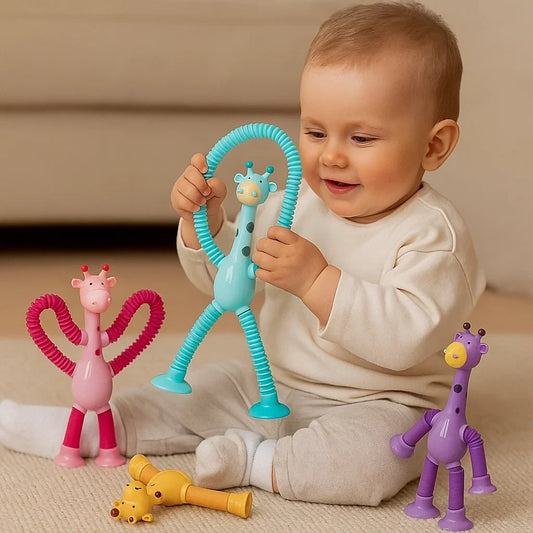 Sensoryczna żyrafa z przyssawką – zabawka dla niemowląt