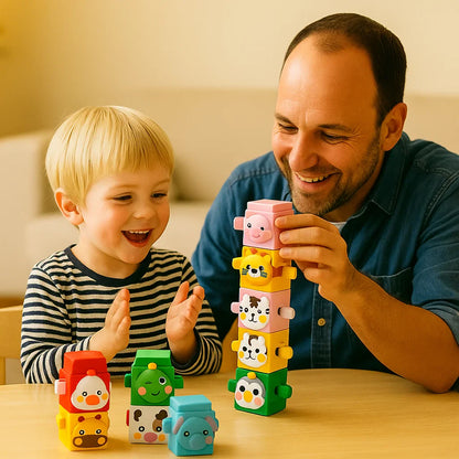 Pedagogiczny Zestaw do Budowania Montessori – Zwierzęta do Układania