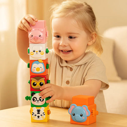 Pedagogiczny Zestaw do Budowania Montessori – Zwierzęta do Układania