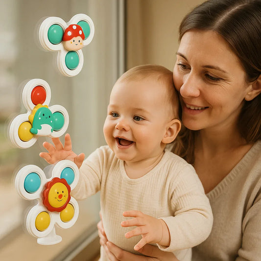 Uroczy zestaw 3 zabawek obrotowych z przyssawką dla niemowląt