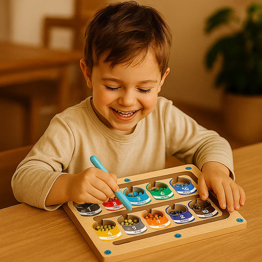 Drewniana magnetyczna tablica do liczenia | Gra w sortowanie kolorów z długopisem do wczesnej nauki i umiejętności motorycznych