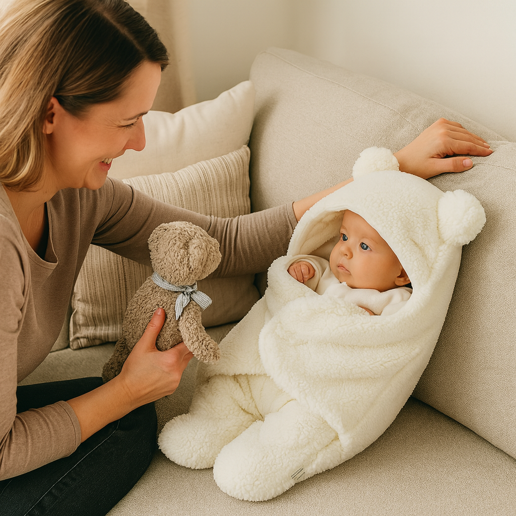 Kocyk i pajacyk dla niemowląt w misie
