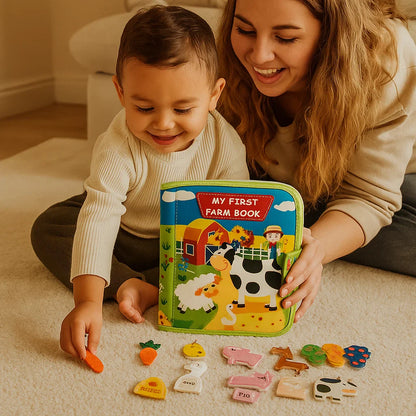 Edukacyjna książka z opowiadaniami o farmie dla maluchów | Książka z miękkiego filcu do nauki zwierząt i umiejętności motorycznych