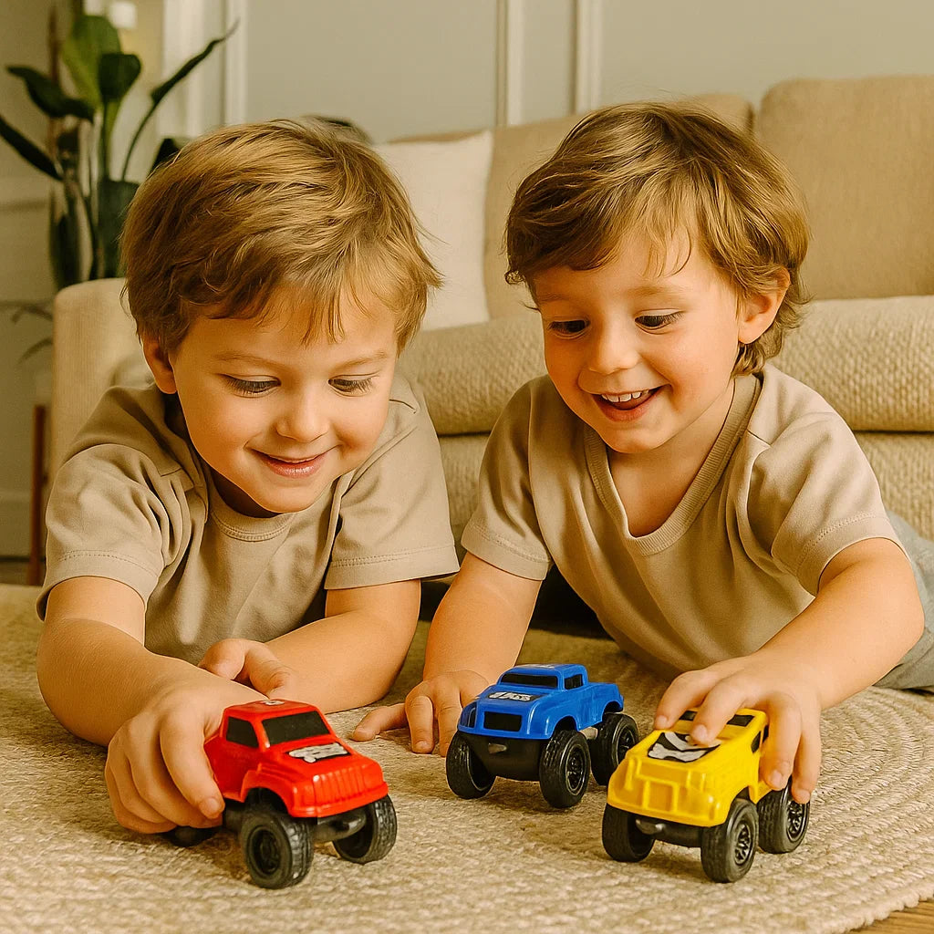 Mini samochodziki dla maluchów ⎜ Pojazdy inercyjne do zabawy w pełzanie w pomieszczeniach i wczesnego rozwoju umiejętności motorycznych