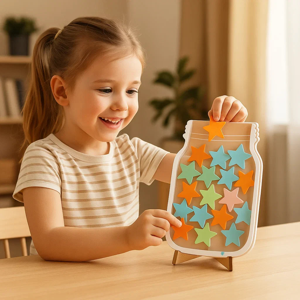 Gwiazdkowy słoik z nagrodami dla dzieci | Motywacyjne narzędzie zachęcające do dobrego zachowania i nauki dyscypliny