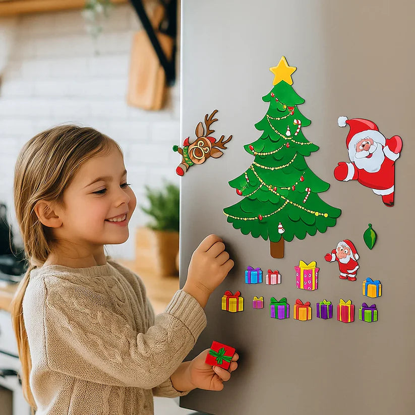 Świąteczny zestaw magnetycznych naklejek Montessori do samodzielnego dekorowania 🎄