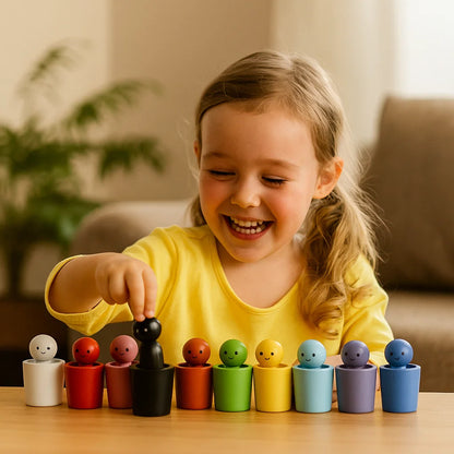 Kolorowe lalki do sortowania dla dzieci | Zabawka edukacyjna do dopasowywania , układania i ćwiczenia umiejętności motorycznych