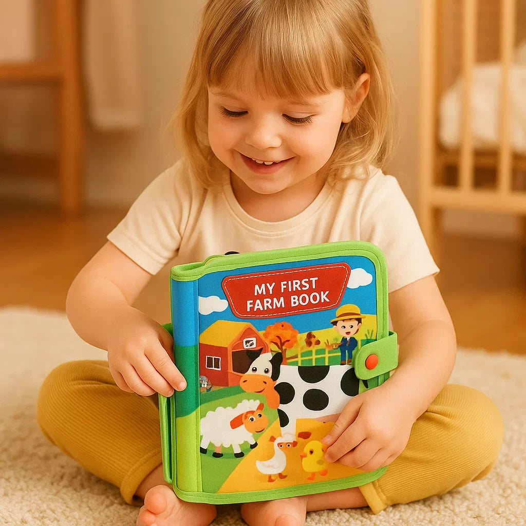 Edukacyjna książka z opowiadaniami o farmie dla maluchów | Książka z miękkiego filcu do nauki zwierząt i umiejętności motorycznych