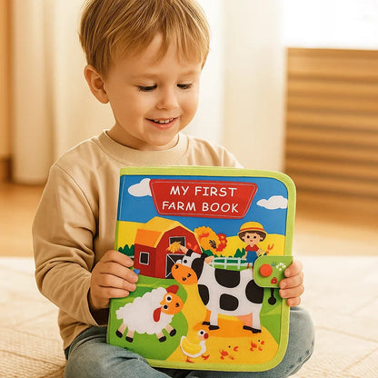 Edukacyjna książka z opowiadaniami o farmie dla maluchów | Książka z miękkiego filcu do nauki zwierząt i umiejętności motorycznych